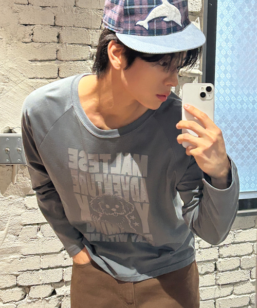 Maltese Adventure Raglan Long Sleeve T-shirt CHARCOAL