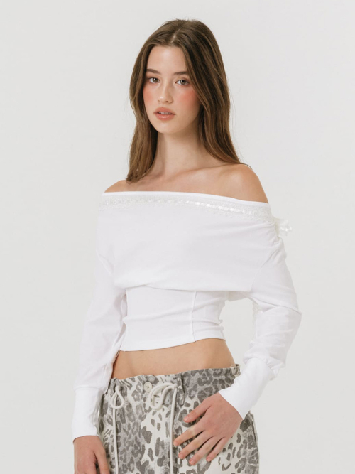 SHADOW TRIMMING T-SHIRT / WHITE