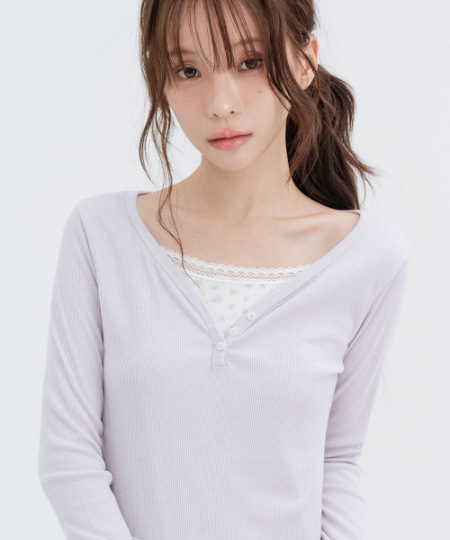 Layered Flower Long Sleeve_Lavender