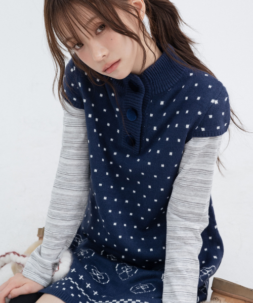 Lovely Vintage Knit Dress_Navy