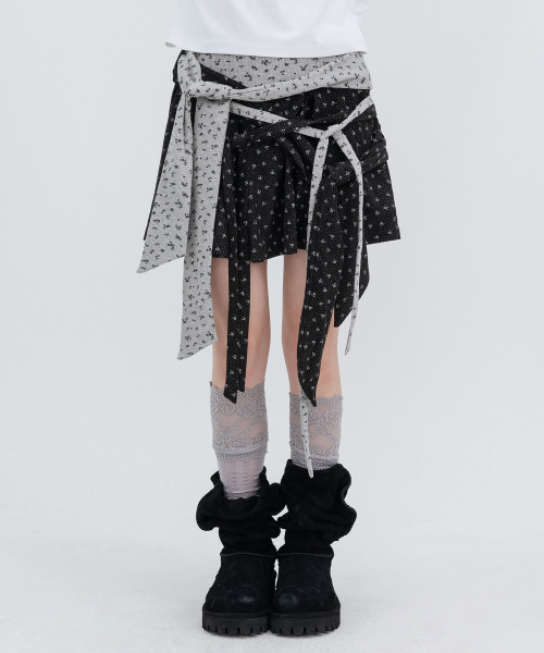 Drape Layered Mini Skirt_Black
