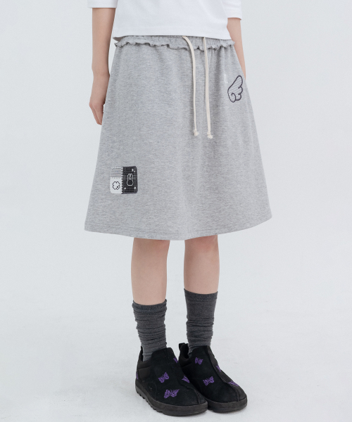 HSD Applique Sweat Skirts_Melange Gray