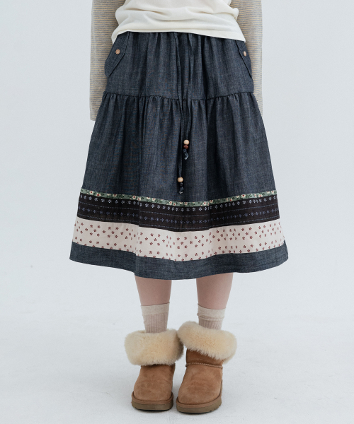 Vintage Pocket Midi Skirt_Navy