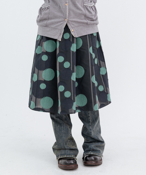 Vintage Dot Midi Skirt_Mint