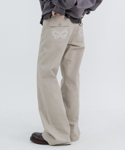 Two-Button Pocket Bootcut Pants_Beige