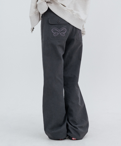 Two-Button Pocket Bootcut Pants_Charcoal