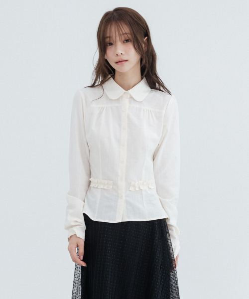 Puff Lace Round Collar Shirts_Ivory