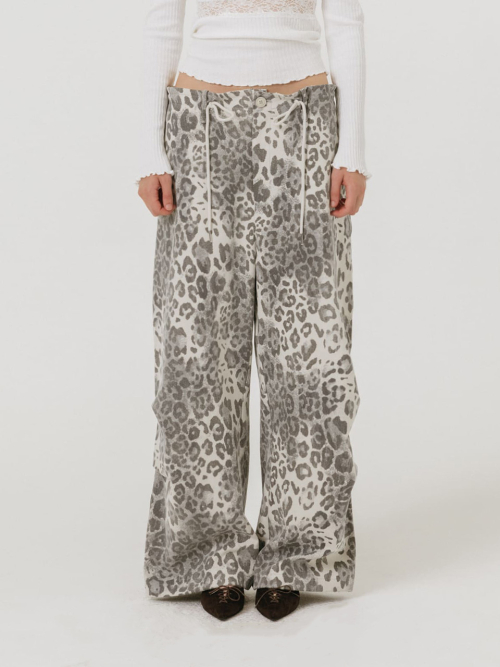 VINTAGE WIDE PANTS / LEOPARD GREY