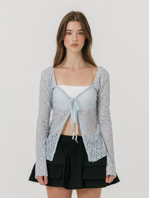 FLOWER STRAP CARDIGAN / SKYBLUE