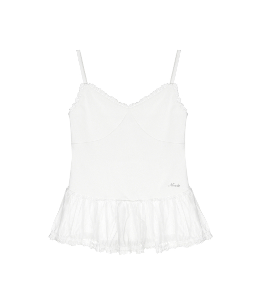 LACE PEPLUM SLEEVELESS TOP_WHITE