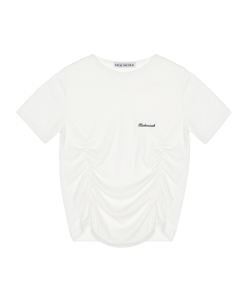 SHIRRING HALF TOP_IVORY