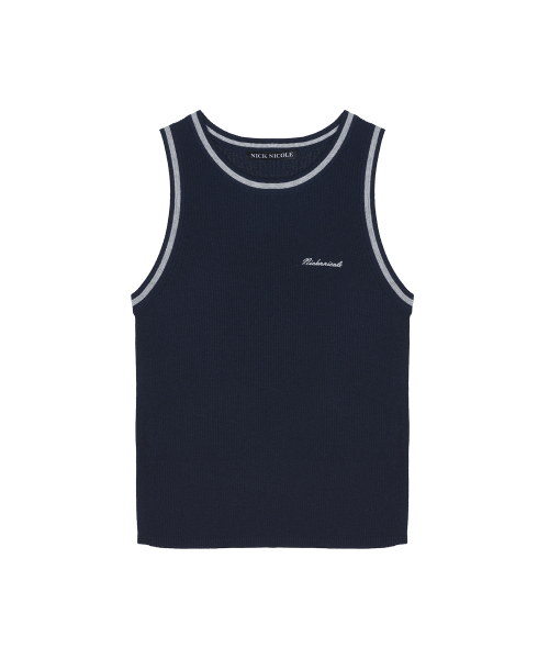 MINIMAL RIBBED SLEEVELESS TOP_NAVY