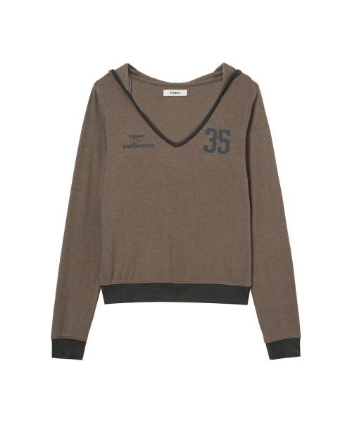 V-NECK HOODIE IN KHAKI