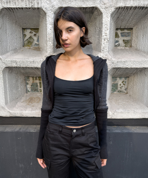 DISTRESSED SLEEVE WARMER BOLERO KNIT IN CHARCOAL