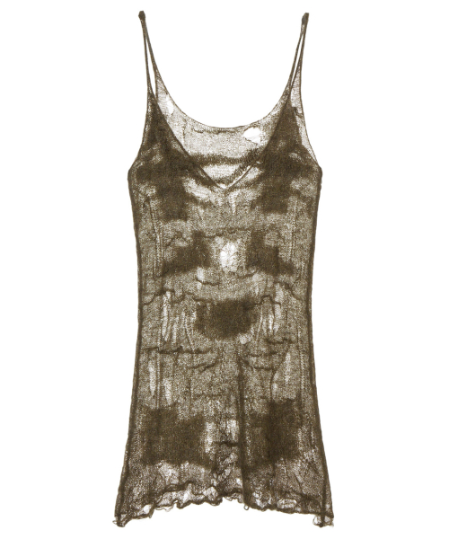 DISTRESSED KNIT VEST IN KHAKI