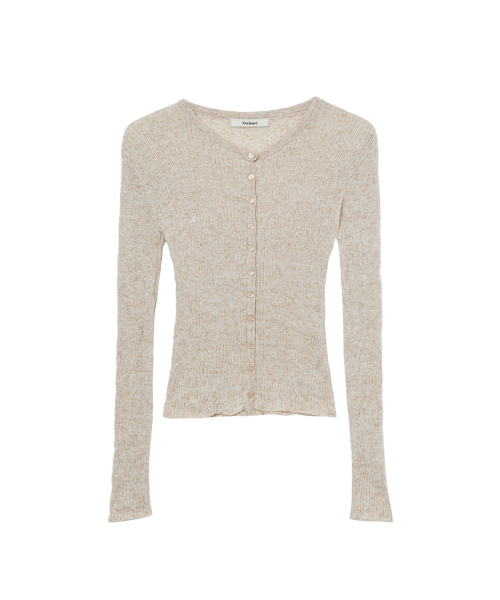 BUTTON POINT PLEATS CARDIGAN IN BEIGE