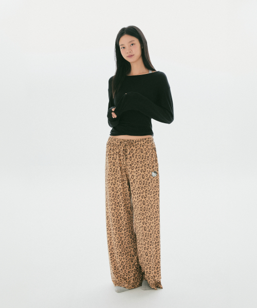 Hello Kitty Leopard Peach Stretch Pajama Bottom (Brown)_SPPPG49U10