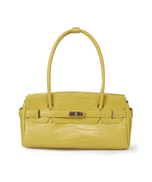 CROCODILE PATTERN TWO-WAY BAG IN MUSTARD