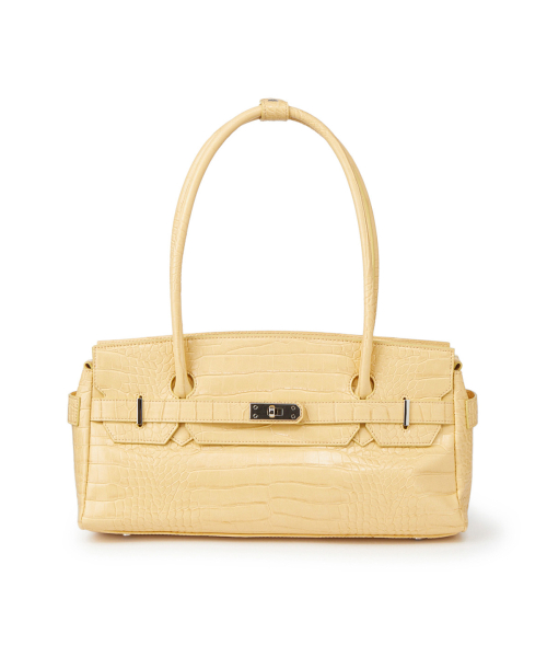 CROCODILE PATTERN TWO-WAY BAG IN BUTTER