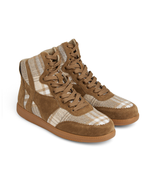 CHECKERED HIGH TOP SNEAKERS IN BEIGE