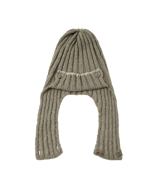 MULTI BUTTON BEANIE IN KHAKI