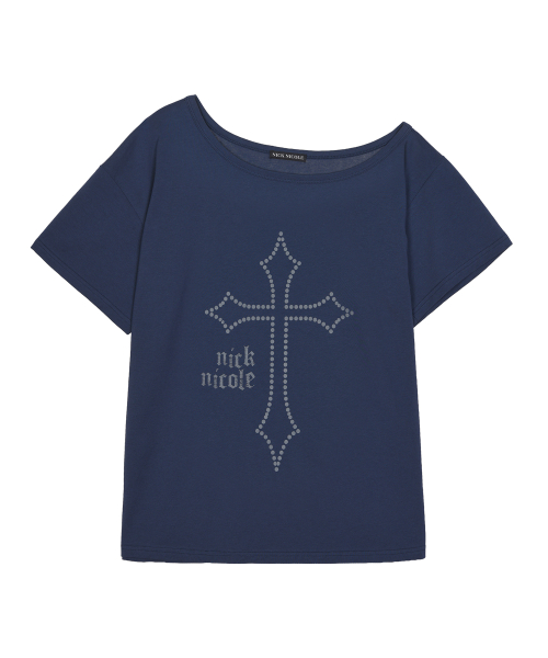 CROSS OFF SHOULDER TOP_NAVY