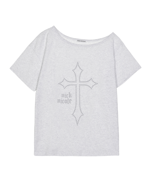 CROSS OFF SHOULDER TOP_GRAY