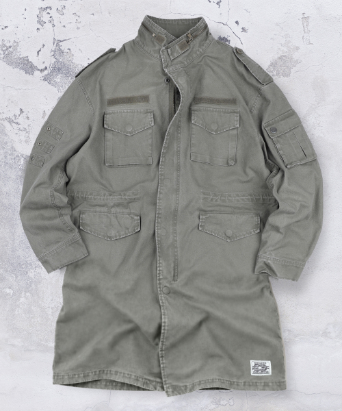 XJ143 밀리터리 빈티지 워싱 롱 M-65 필드 자켓 (KHAKI)