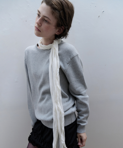 Logo Embroidery Cotton Knit (Melange gray)
