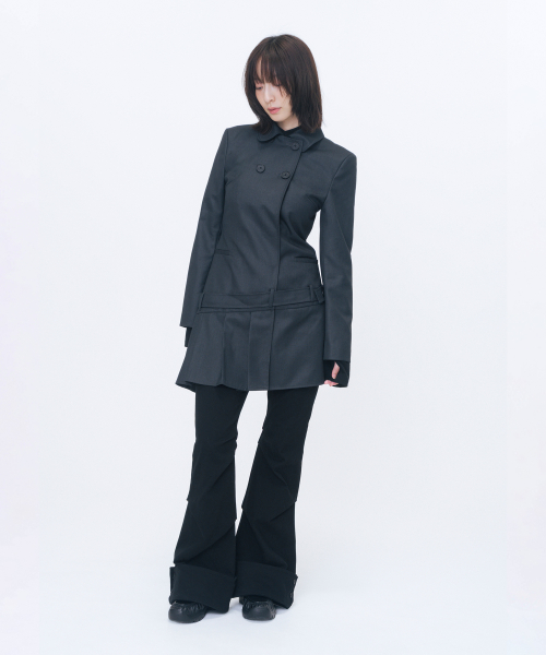 Classic belted jacket dress CHARCOAL