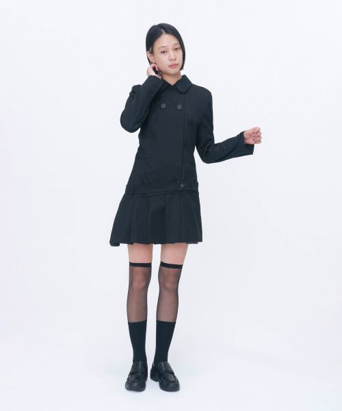 Classic belted jacket dress BLACK
