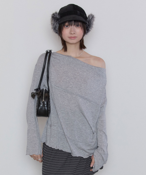 Draped Ruched Top [Gray]