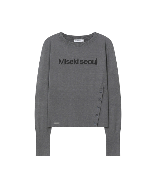 Logo fitted knit top CHARCOAL