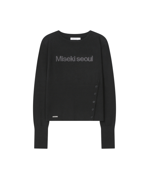 Logo fitted knit top BLACK