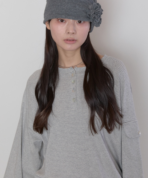 Raglan Henley Pocket Top [Gray]