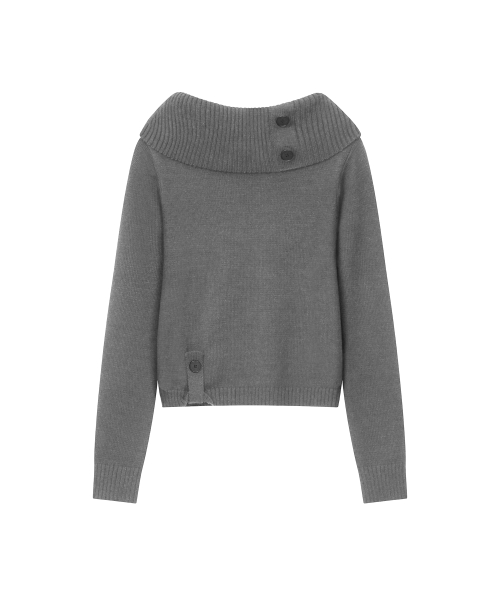 Button off shoulder knit GREY
