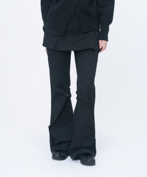 One pocket layered skirt pants SET BLACK