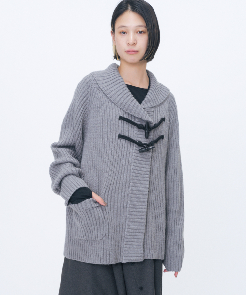 Wide shawl collar knit GREY