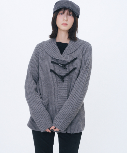 Wide shawl collar knit CHARCOAL