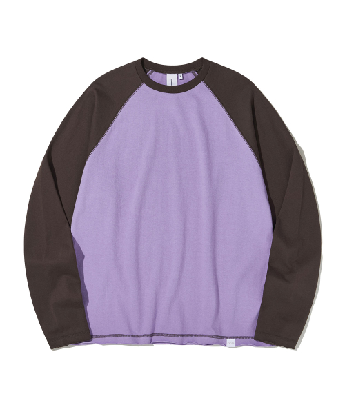 Raw Edge Raglan Long Sleeve Tee_Purple