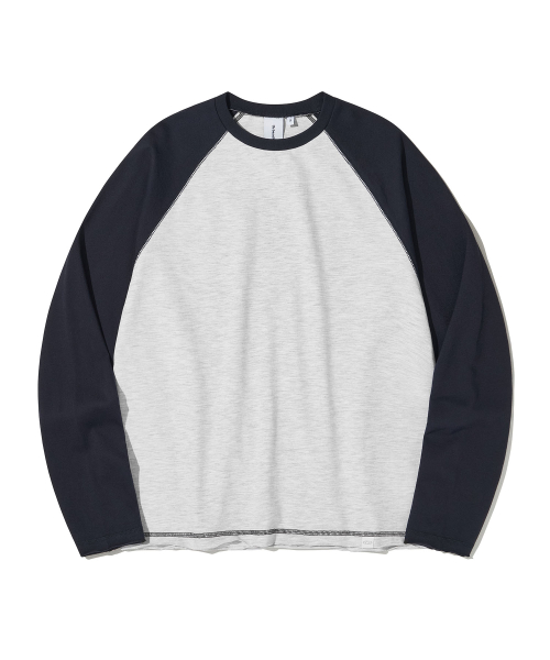 Raw Edge Raglan Long Sleeve Tee_Light Gray
