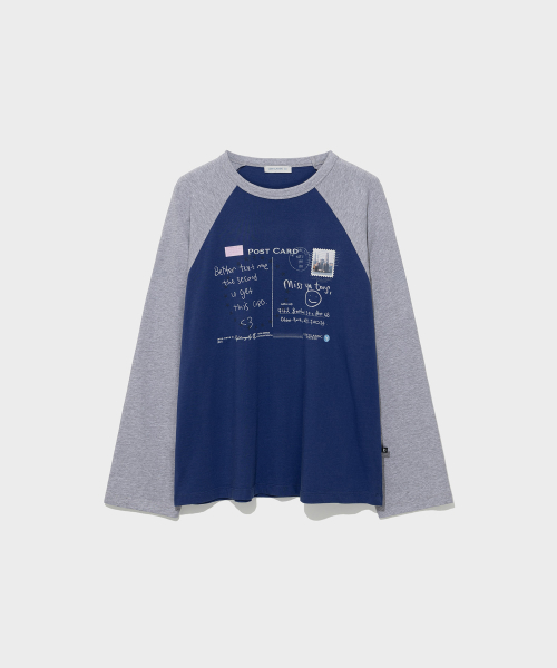 POSTCARD RAGLAN TEE_BLUE [LC263TS12BL]