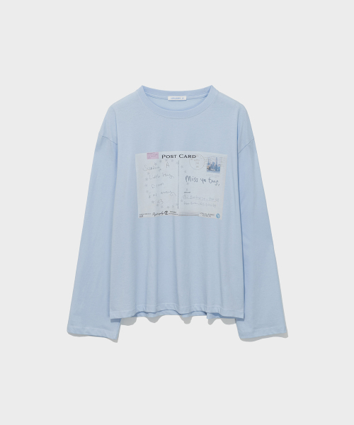 POSTCARD LONG SLEEVE TEE_BLUE [LC263TS13BL]