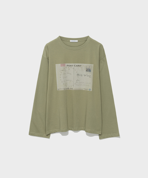 POSTCARD LONG SLEEVE TEE_OLIVE KHAKI [LC263TS13OL]
