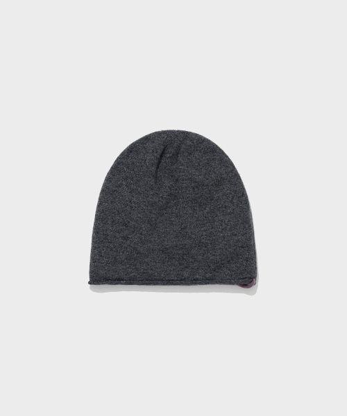 WOOL BLEND REVERSIBLE BEANIE_CHARCOAL [LC263HA02CC]