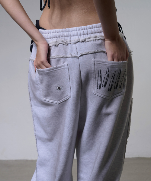 LOST TARGET SWEATPANTS (WHITE MELANGE) F26ZD461