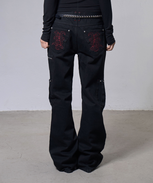 STITCH COTTON CARGO PANTS (BLACK) F26ZD466