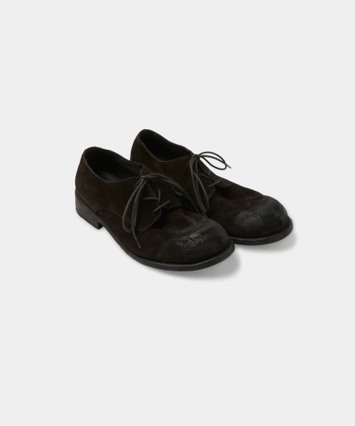 Vintage Finish Suede Derby Shoes (Dark Brown)