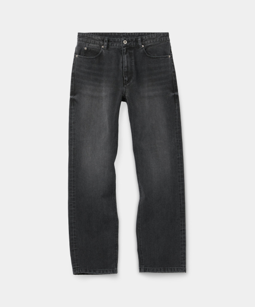 Washed Straight-Leg Jeans (Washed Black)