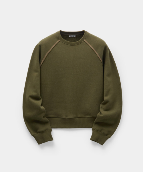 Contrast Stitch Raglan Sweatshirt (Khaki)